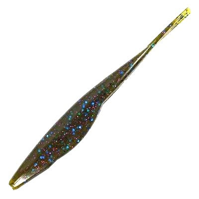 Triple Tail Jerk Shad - Green Pumpkin Blue and Purple Flake