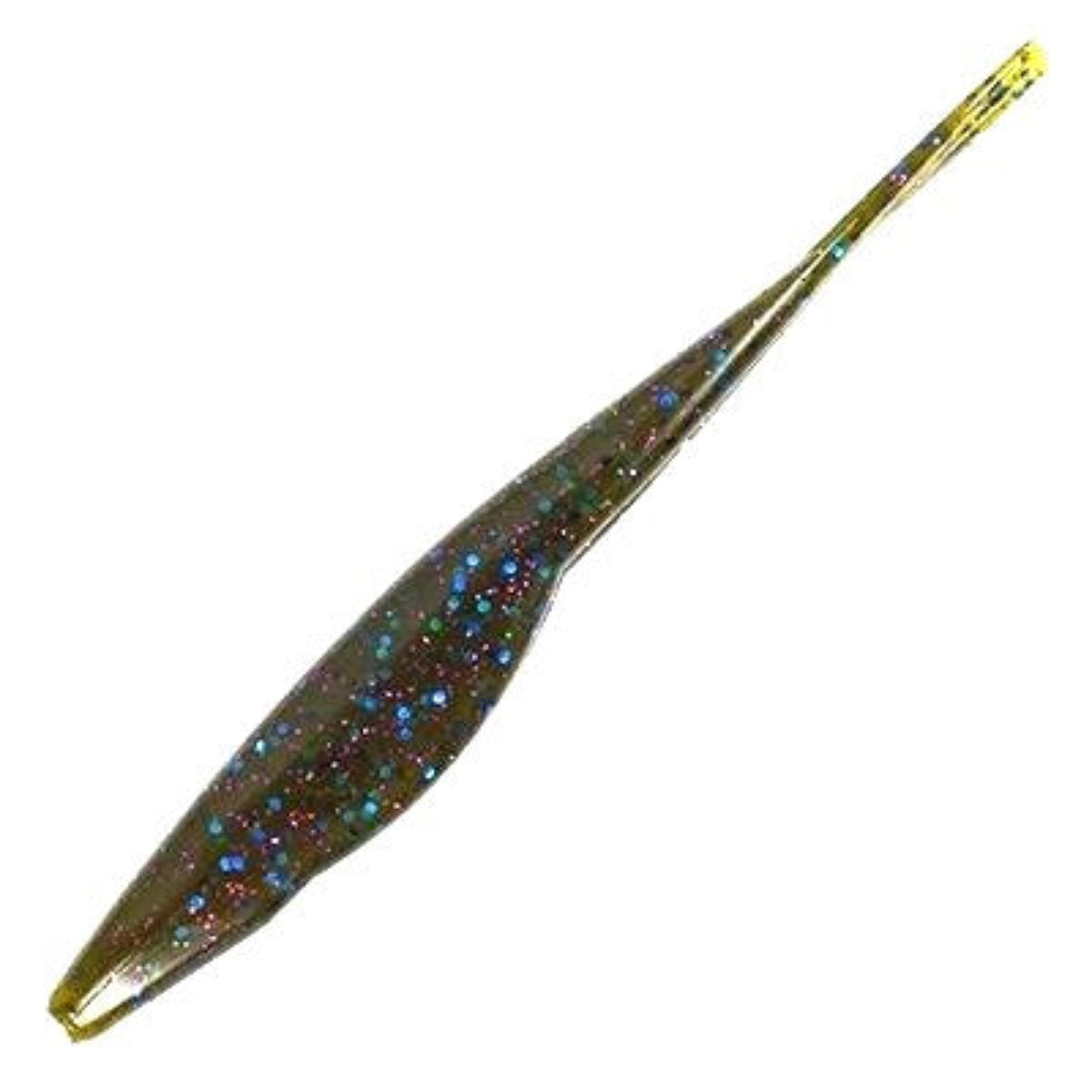Triple Tail Jerk Shad - Green Pumpkin Blue and Purple Flake