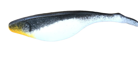 Shad 4" - White / Black / Orange Throat